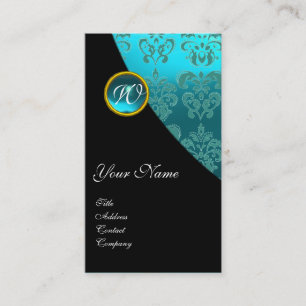 BLACK RED BLUE BICYCLE BRÖLLOP DAMASK MONOGRAM VISITKORT