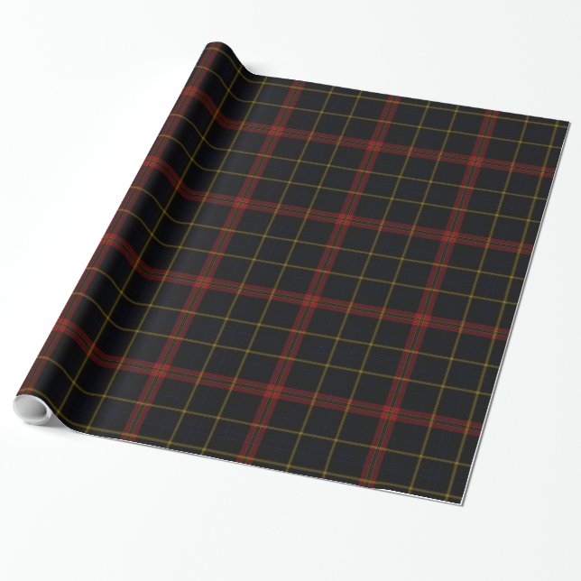 Black Red Blue Guld Tartan Play Presentpapper (Utrullad)