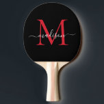 Black Red Burgundy Monogram Elegant Script Namn Pingisracket<br><div class="desc">Modern Black Red Burgundy Maron Monogram Elegant Script Namn Ping Pong Paddle</div>