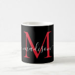 Black Red Burgundy Monogram Girly Script Snyggt Kaffemugg<br><div class="desc">Elegant Black Red Maroon Burgundy Monogram Girly Snyggt Coffee Mugg</div>