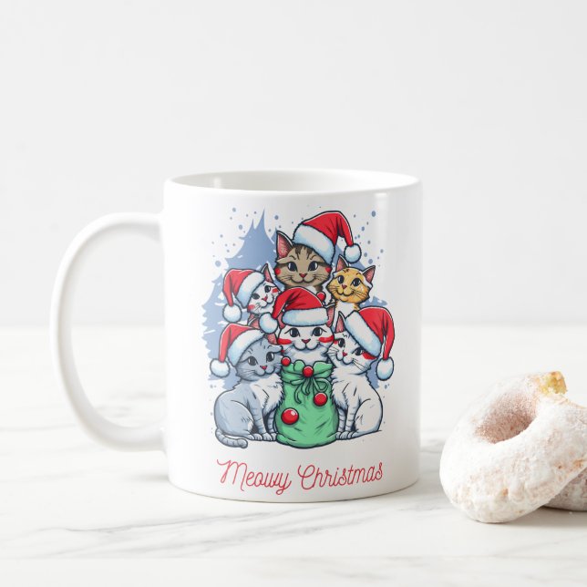 Black Red Cat-jul Kaffemugg (Med munk)