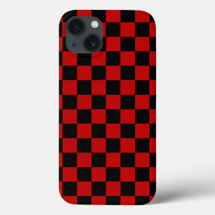 Black + Red Check Checkerboard Mönster