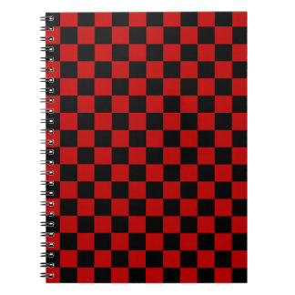 Black + Red Check Checkerboard Mönster Anteckningsbok