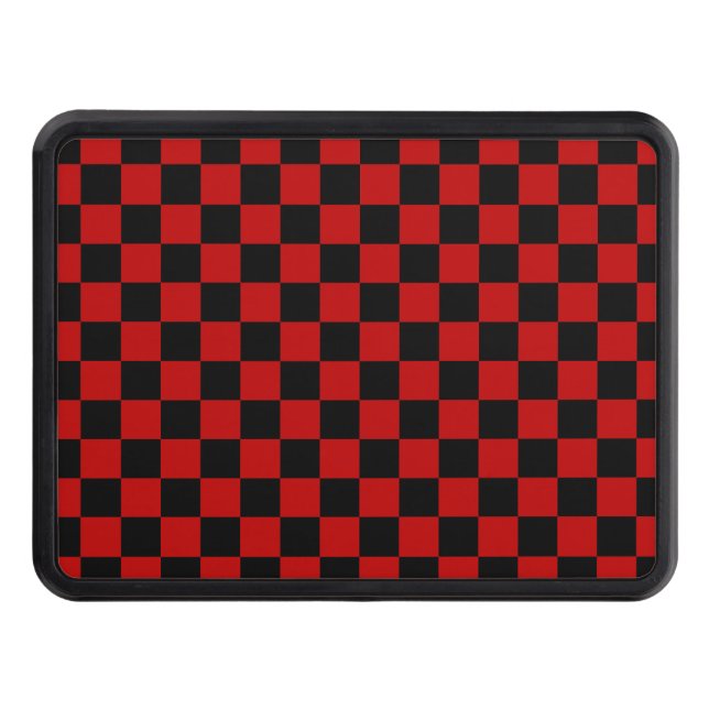 Black + Red Check Checkerboard Mönster Dragkroksskydd (Framsidan)