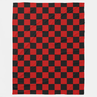 Black + Red Check Checkerboard Mönster Fleecefilt