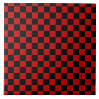 Black + Red Check Checkerboard Mönster Kakelplatta