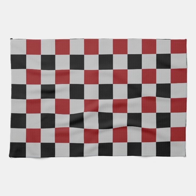 Black Red Check Sport Flagga Design Kitchen Towel Kökshandduk (Horisontell)