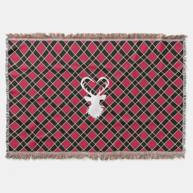 Black Red Checkated & Reindeer Silhouette Filt (Framsidan)