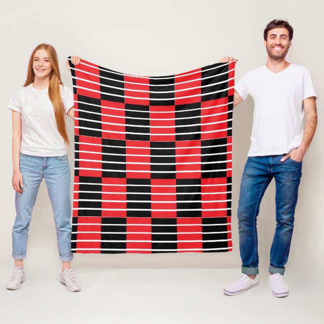 Black Red Checks och Rand Fleecefilt (På plats)