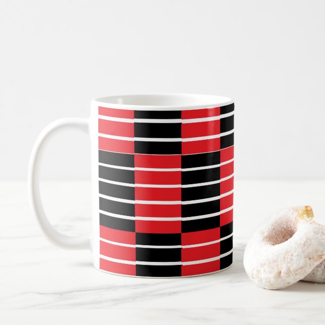 Black Red Checks och Rand Kaffemugg (Med munk)