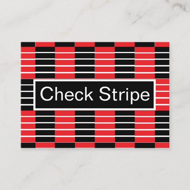 Black Red Checks och Rand Mönster Visitkort (Framsida)