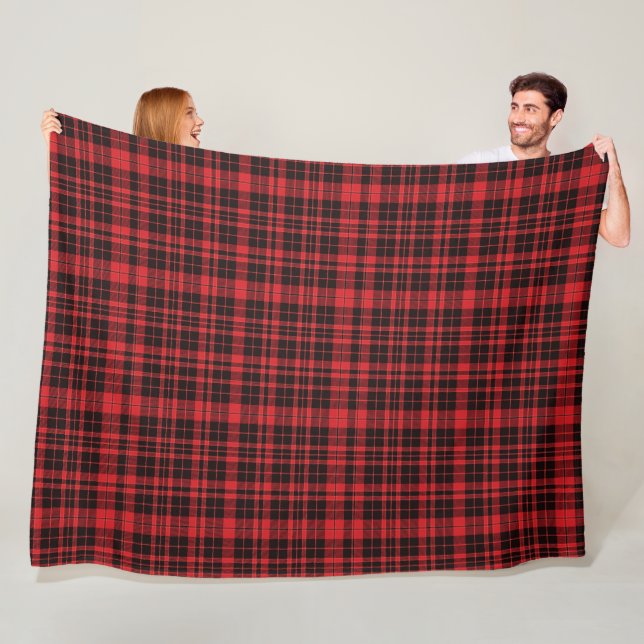 Black Red Classic Play Tartan Mönster Fleecefilt (På plats)