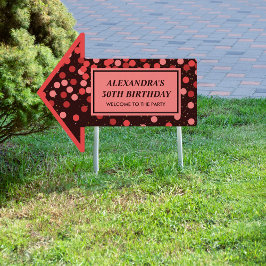 Black Red Confetti Birthday Arard Yard-tecken