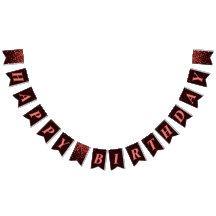 Black Red Confetti Grattis på födelsedagen Bunting