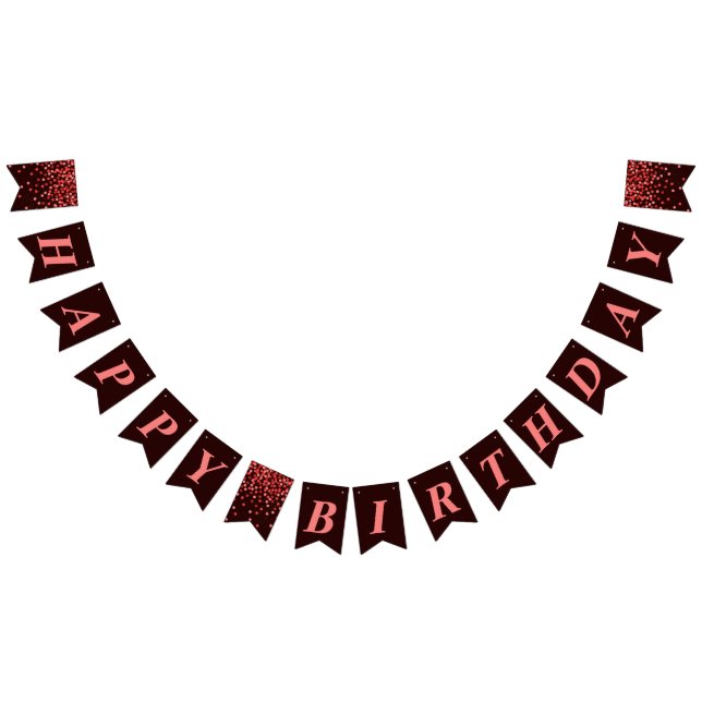 Black Red Confetti Grattis på födelsedagen Bunting Vimplar (Alla)