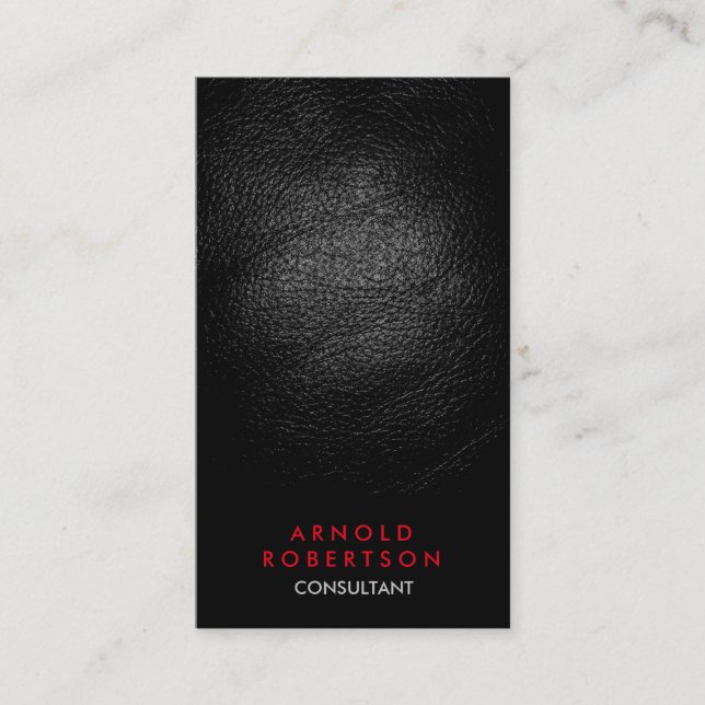 Black Red Consultant-Affärskortet med lädereffekt Visitkort (Framsida)