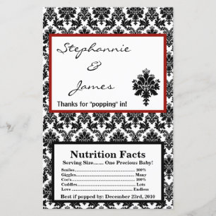 Black Red Damask för popcorn Wrapper