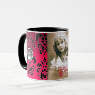 BLACK RED DAMASK GEMSTONE FOTO-MALL MUGG