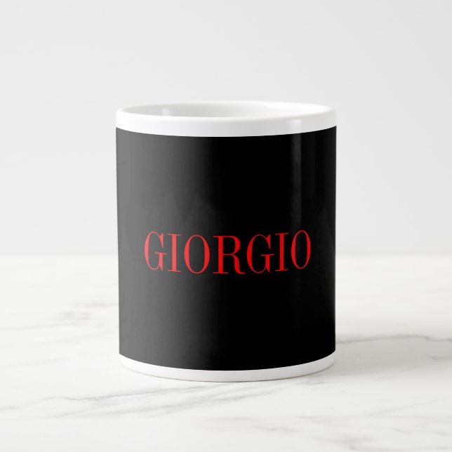 Black Red Ditt namn - minimalistisk privat modern Jumbo Mugg (Framsidan)