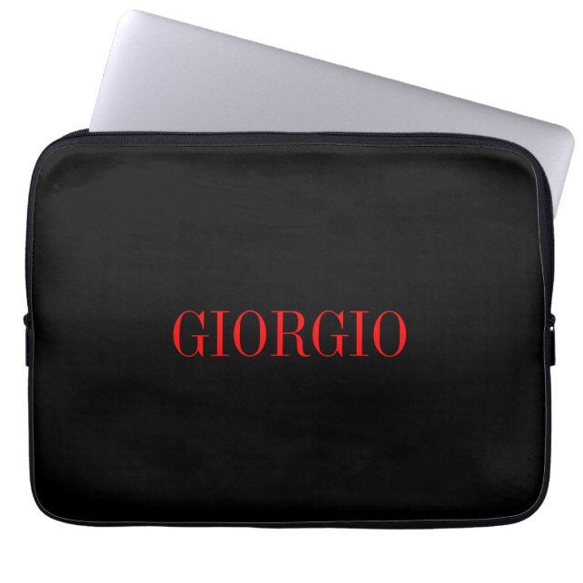 Black Red Ditt namn - minimalistisk privat modern Laptop Fodral (Framsidan)