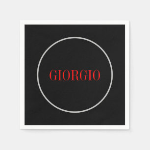 Black Red Ditt namn - minimalistisk privat modern Pappersservett