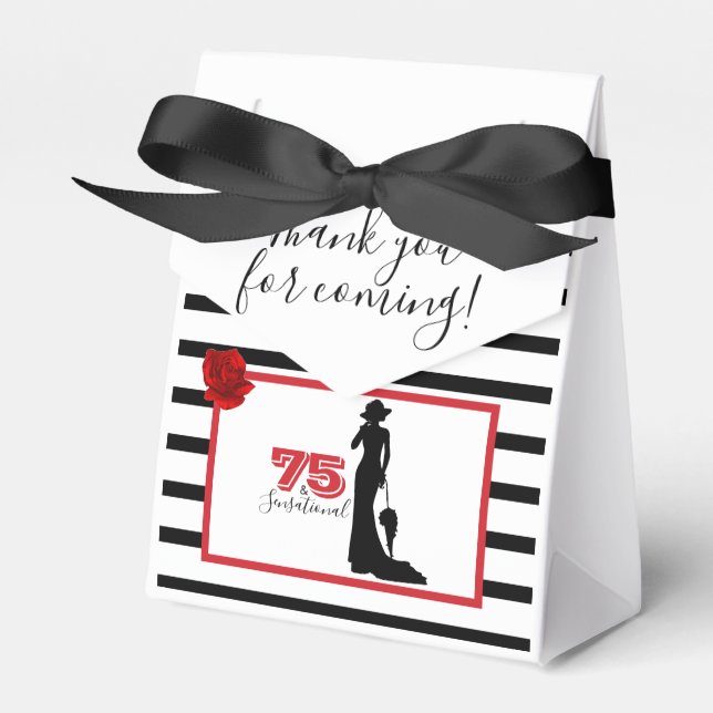 Black Red Elegant 75:e Födelsedagsfest TACK Presentaskar (Framsidan Sidan)