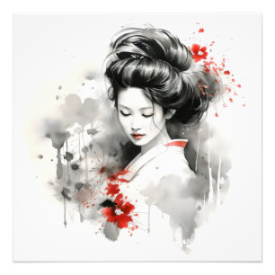 Black Red Geisha Fototryck