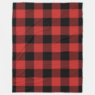 Black Red Gingham Mönster Bufallo Check Fleecefilt
