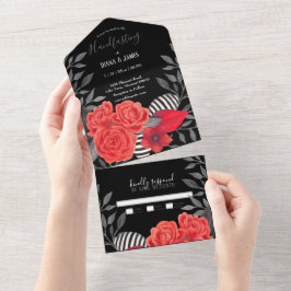 Black Red Gothic Blommigt Handfast allt i ett