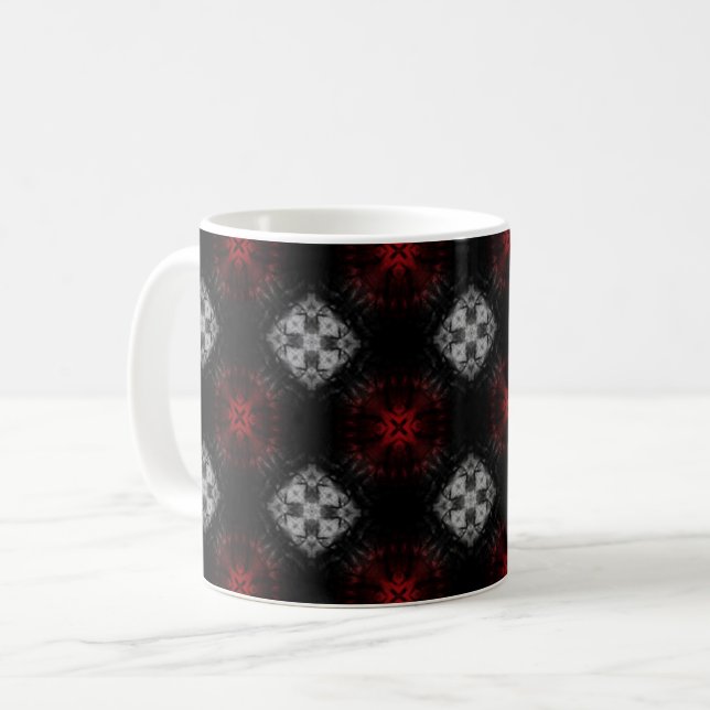 Black Red Grått Patterned Mugg (Framsida vänster)