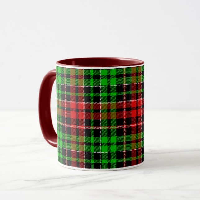 Black Red Green Plaid Tartan Design  Mugg (Framsida vänster)