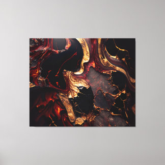 Black Red & Guld Abstrakt Canvastryck