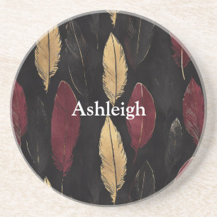 Black Red Guld Feathers Birthday Underlägg