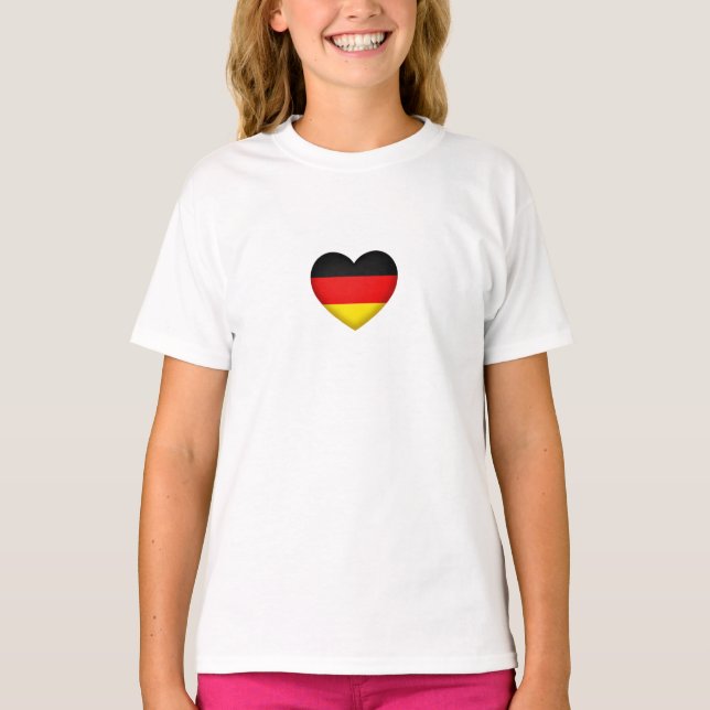Black Red Guld Flagga Färg Heart German Pride T Shirt (Framsida)