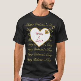 Black Red Guld Heart Modern Valentines day Manar T Shirt