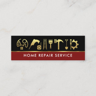 Black Red Guld Linjer Construction Verktyg Mini Visitkort