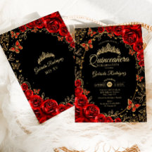 Black Red Guld Quinceanera
