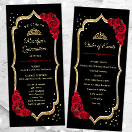 Black Red Guld Quinceanera Program