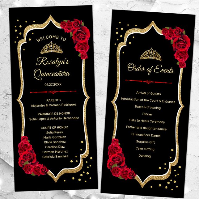 Black Red Guld Quinceanera Program (Skapare uppladdad)
