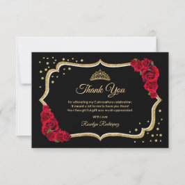 Black Red Guld Quinceanera Tack Kort