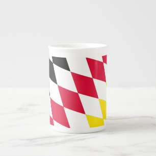 Black Red Gult Blue Bavaria Diamond Flagga Mönster Benporslin Mugg