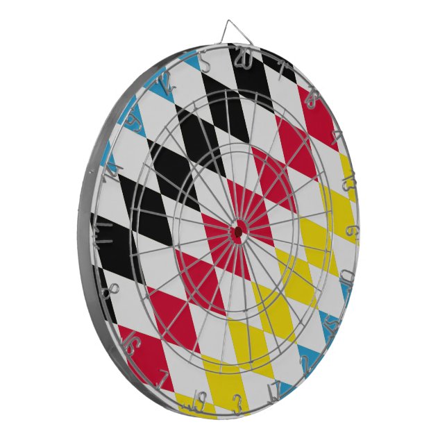 Black Red Gult Blue Bavaria Diamond Flagga Mönster Darttavla (Vänstra Framsidan)