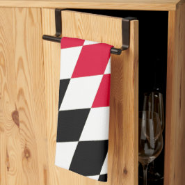 Black Red Gult Blue Bavaria Diamond Flagga Mönster Kökshandduk