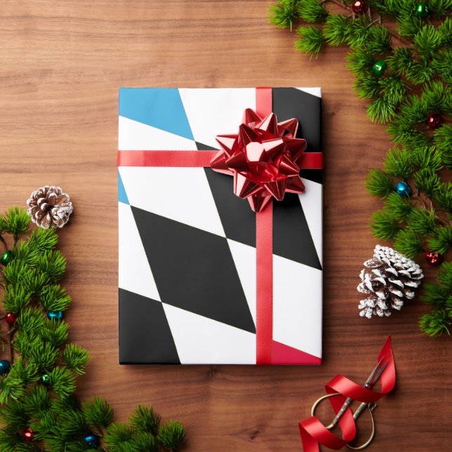 Black Red Gult Blue Bavaria Diamond Flagga Mönster Presentpapper (Julgåva)