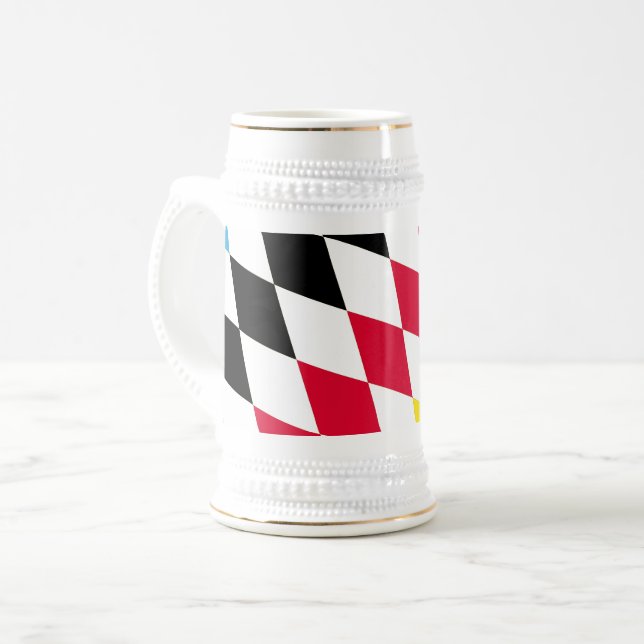 Black Red Gult Blue Bavaria Diamond Flagga Mönster Sejdel (Framsida vänster)