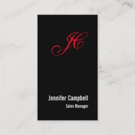 Black Red Handskrift Monogram Namn minimalist Visitkort