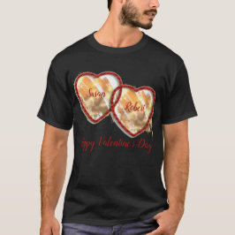 Black Red Heart Cute Modern Alla hjärtans dag T Shirt