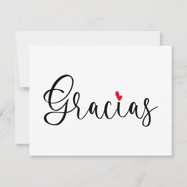 Black Red Heart Handwrite Calligraphy Gracias Tack Kort (Framsida)