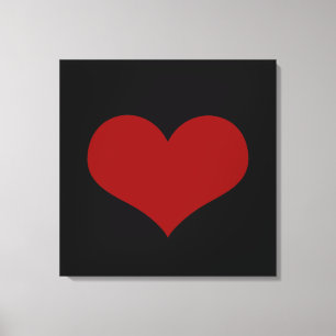 Black Red Heart Kärlek Canvastryck