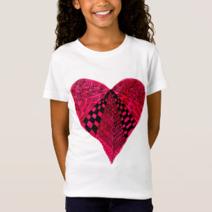 Bläck Red Heart-konst T Shirt